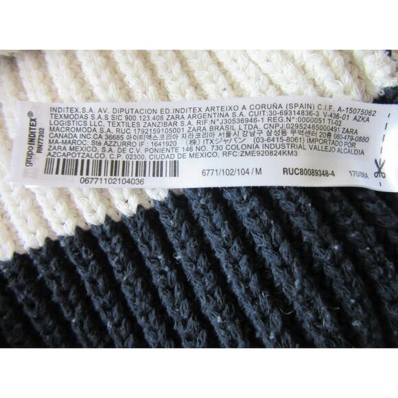 ZARA Black and White V-Neck M Pullover Sleeveless Chunky Knit Stripe Sweater - Picture 4 of 4